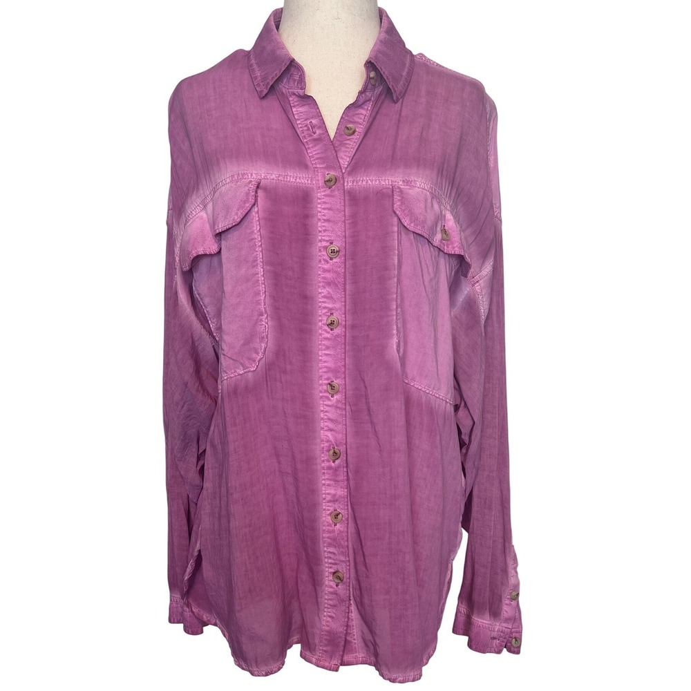 Anthro Pilcro Size Small Joelle Relaxed Button Up Shirt Purple Boho